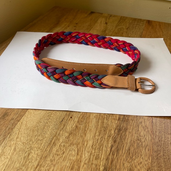 Fabric Leather Colorful Belt, M, Made in Guatemala - Picture 2 of 4